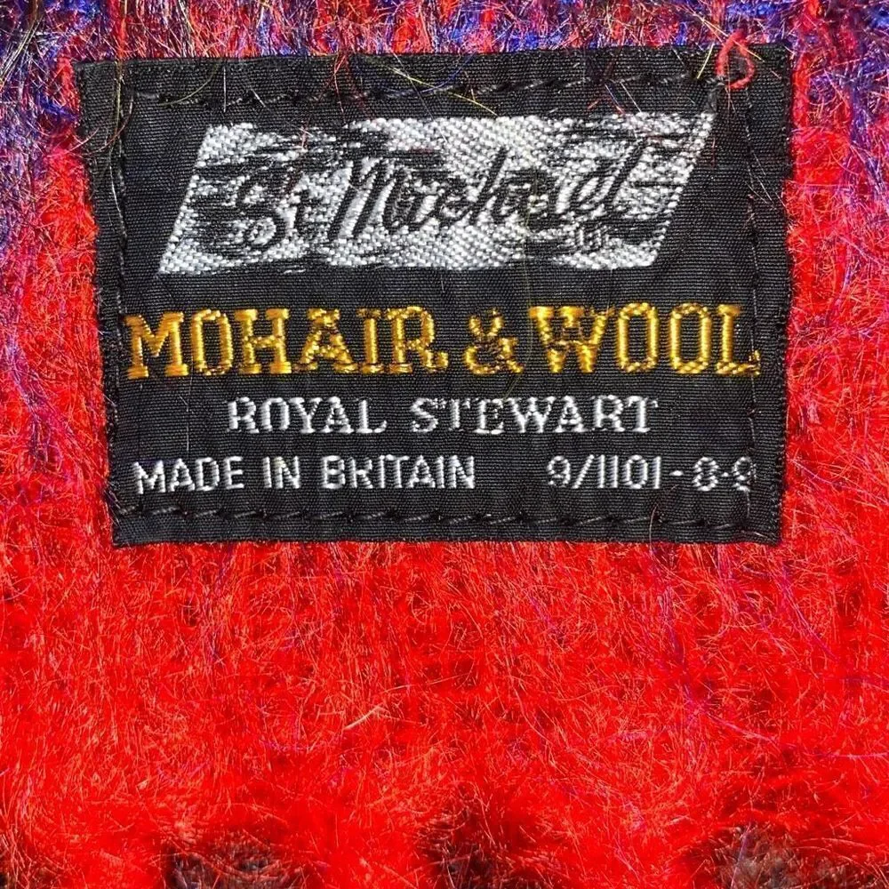 Vintage EUC St Michael Royal Stewart Mohair Wool Shawl Colorful British 1970s